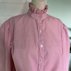 Vintage Notations stripes ruffle collar blouse